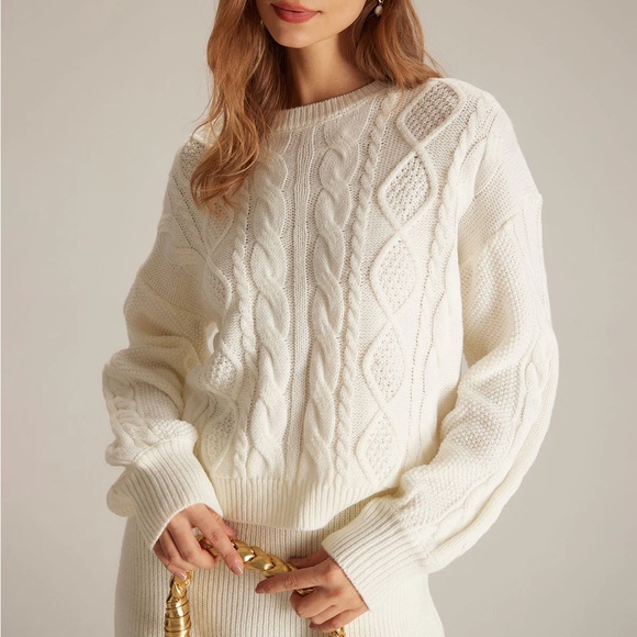 RIHOAS Sweaters - Rihoas The Beige Round Neck Ribbed Cable Sweater